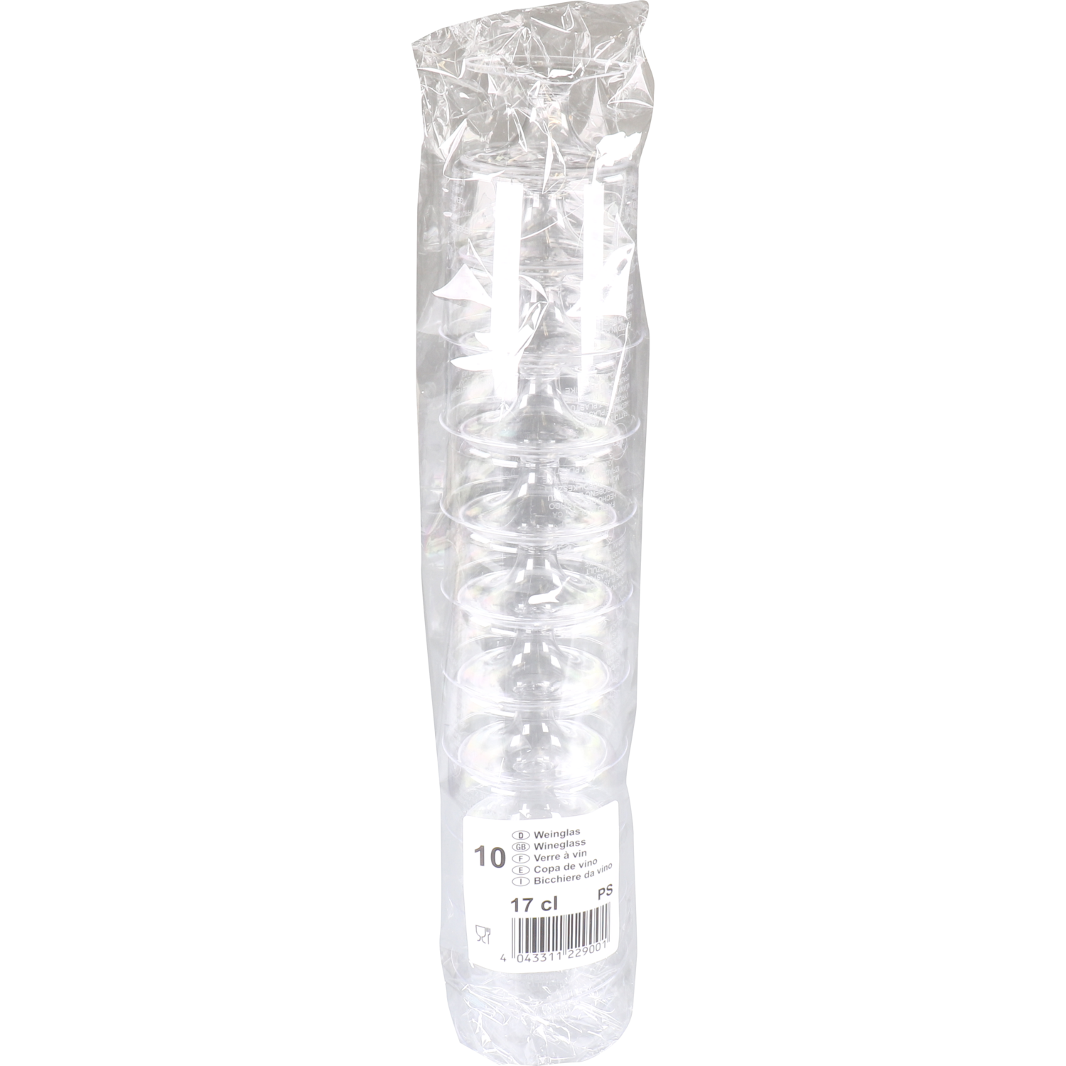 Glas, wijnglas, met voet, pS, 170ml, 86mm, glashelder