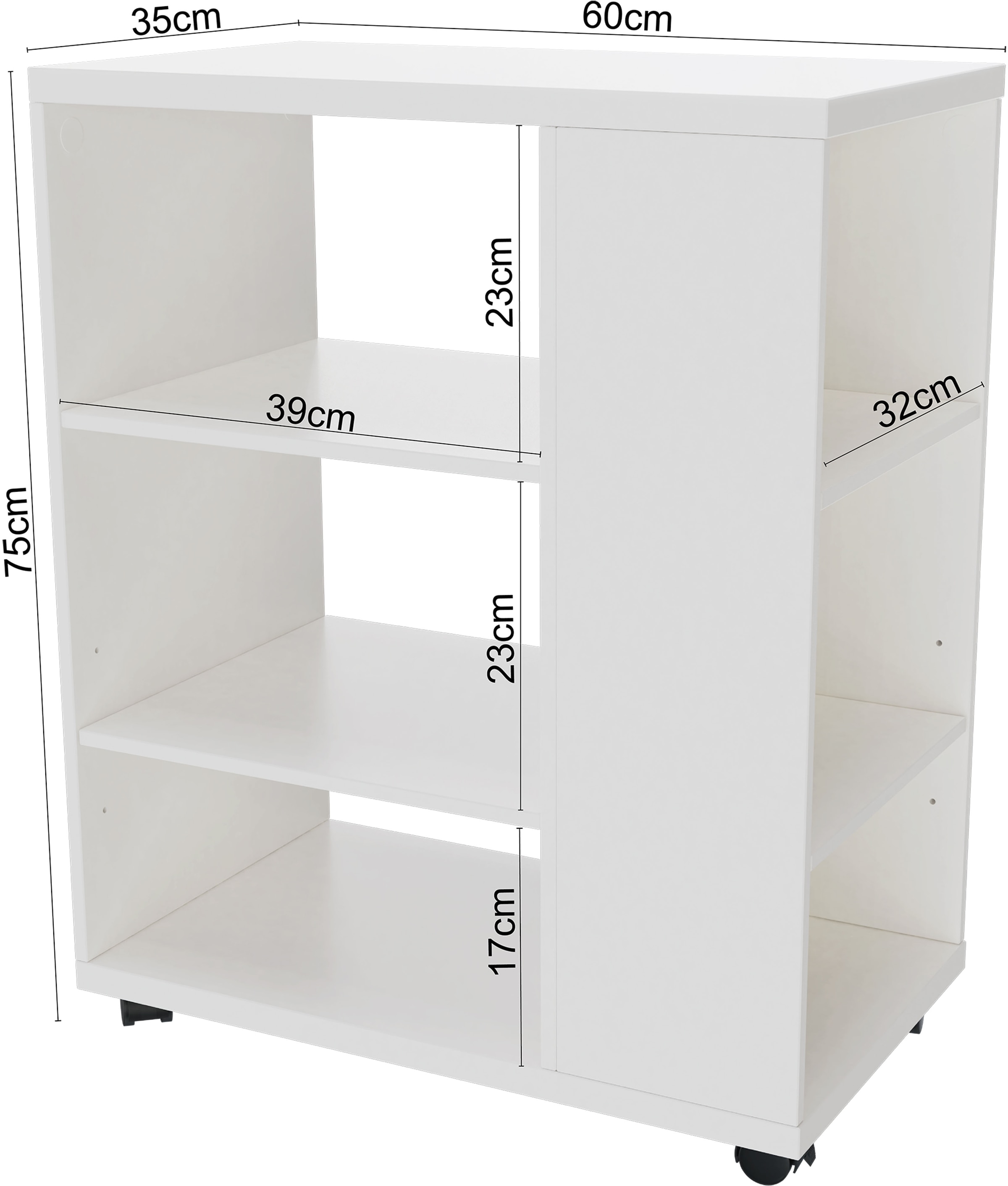 INOSIGN Rollwagen »LOKVE, Rollcontainer, Druckertisch, Rollregal,« Rollen feststellbar, 6 Fächer, Höhe 75 cm