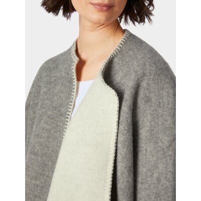 Norwegischer Poncho Lammwolle, Grau-Natur