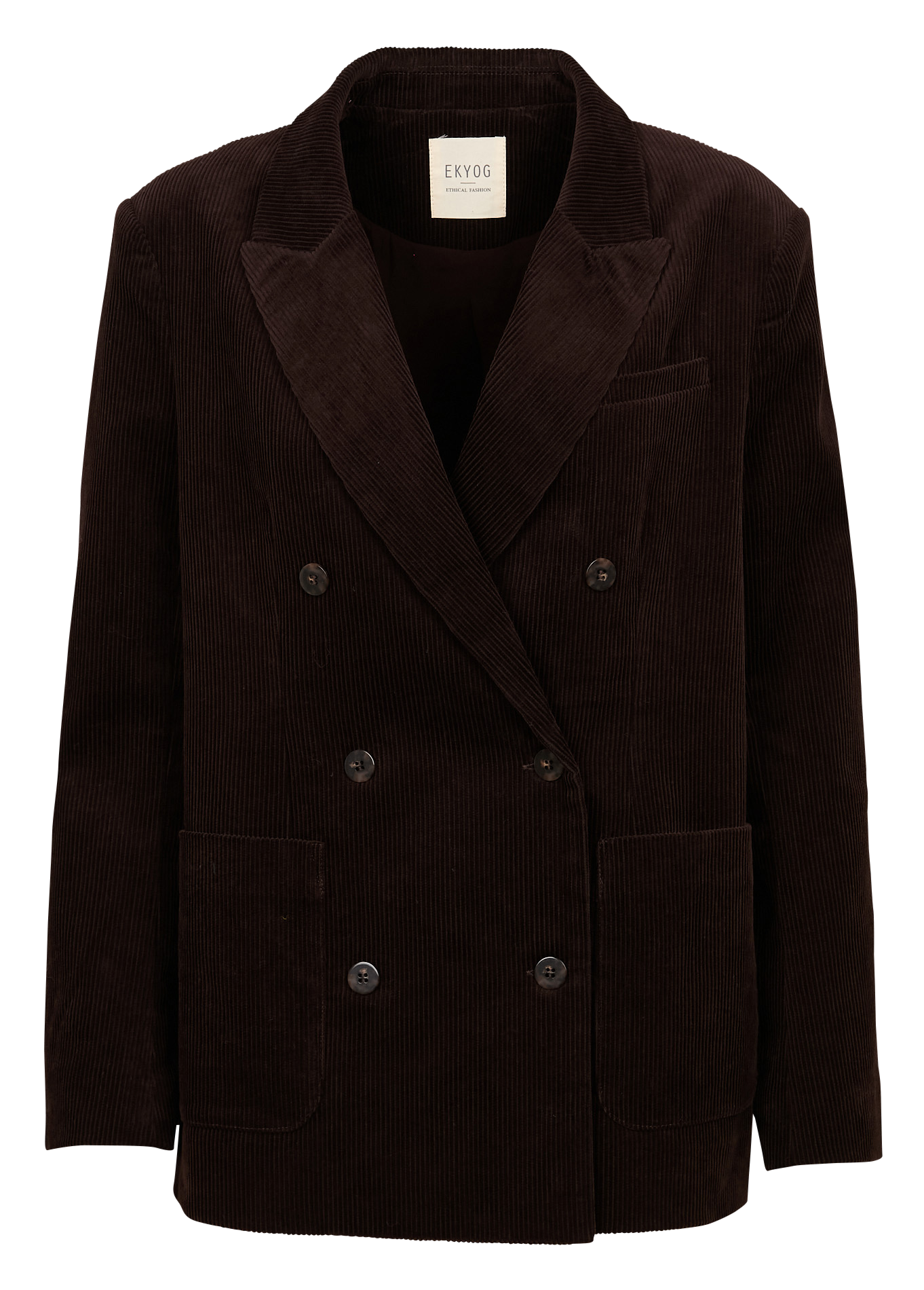 RANDO - Veste droite col tailleur en velours de coton côtelé | Marron