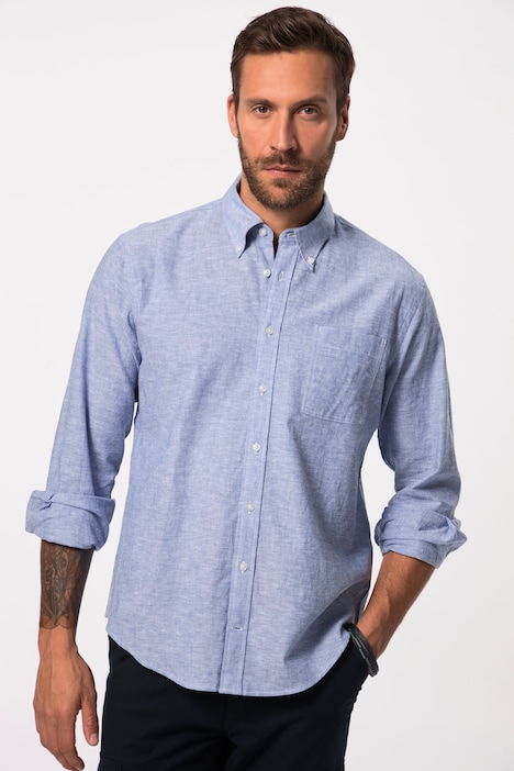 Leinenmixhemd, Langarm, Buttondown-Kragen, Modern Fit