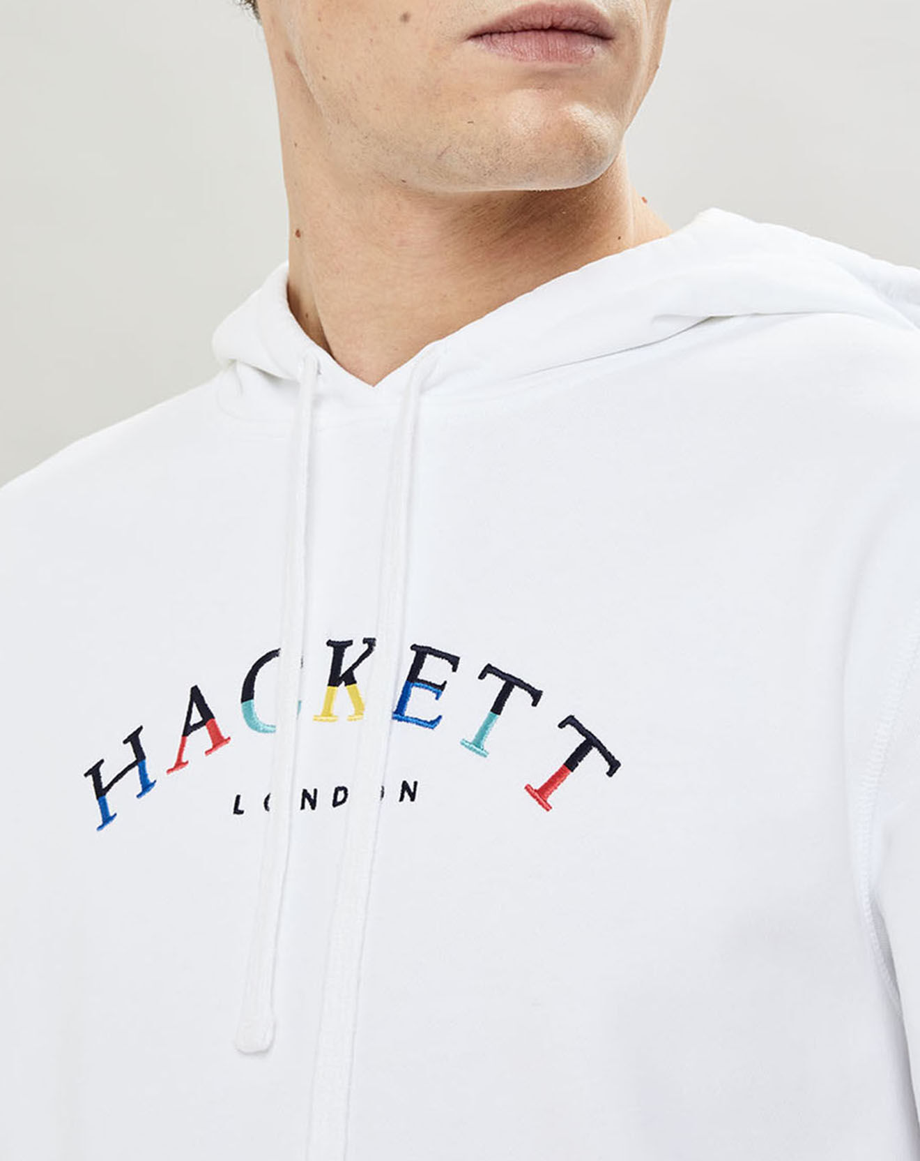 Hackett London Sweat à capuche brodé blanc