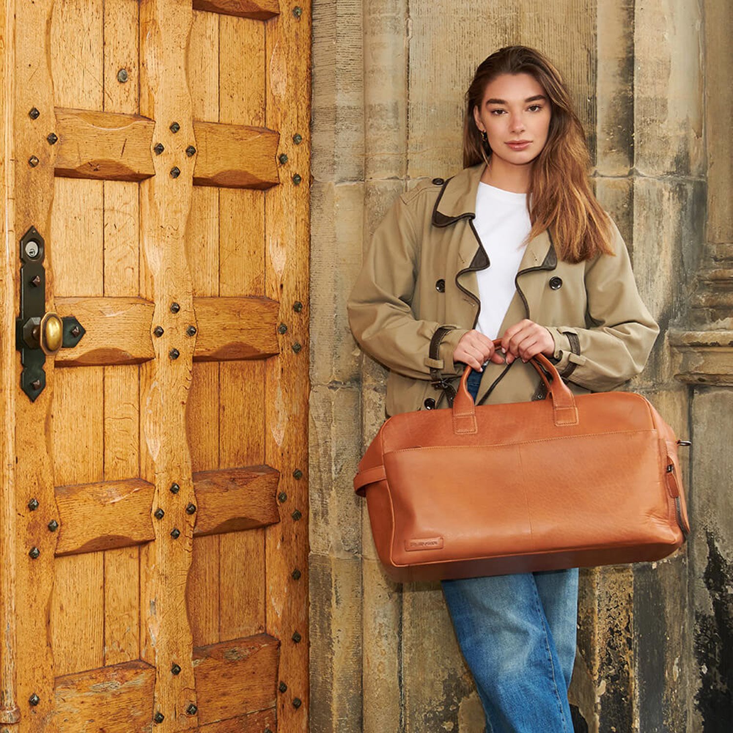 Plevier Breccia Weekender cognac