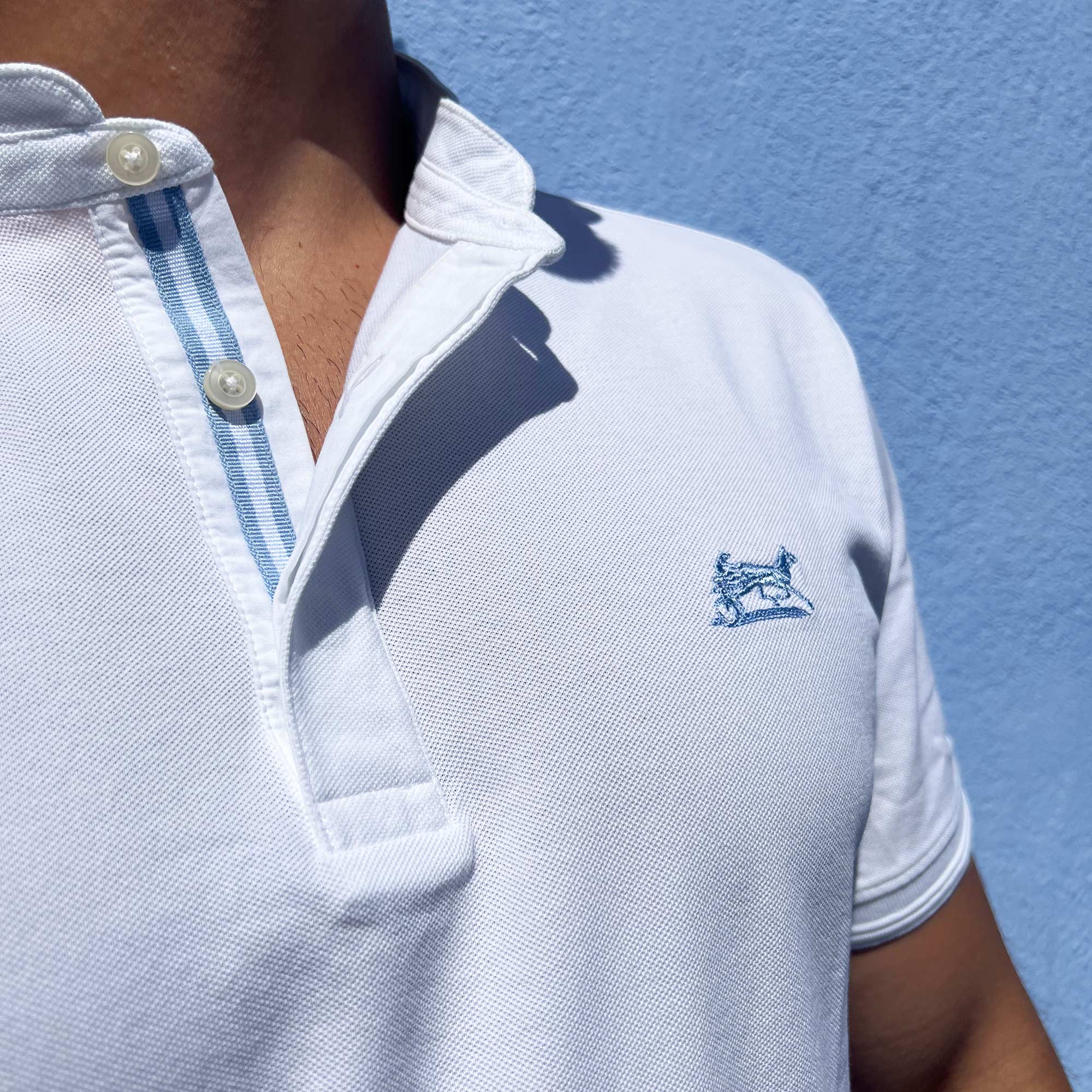 Polo col Mao 100 % coton blanc