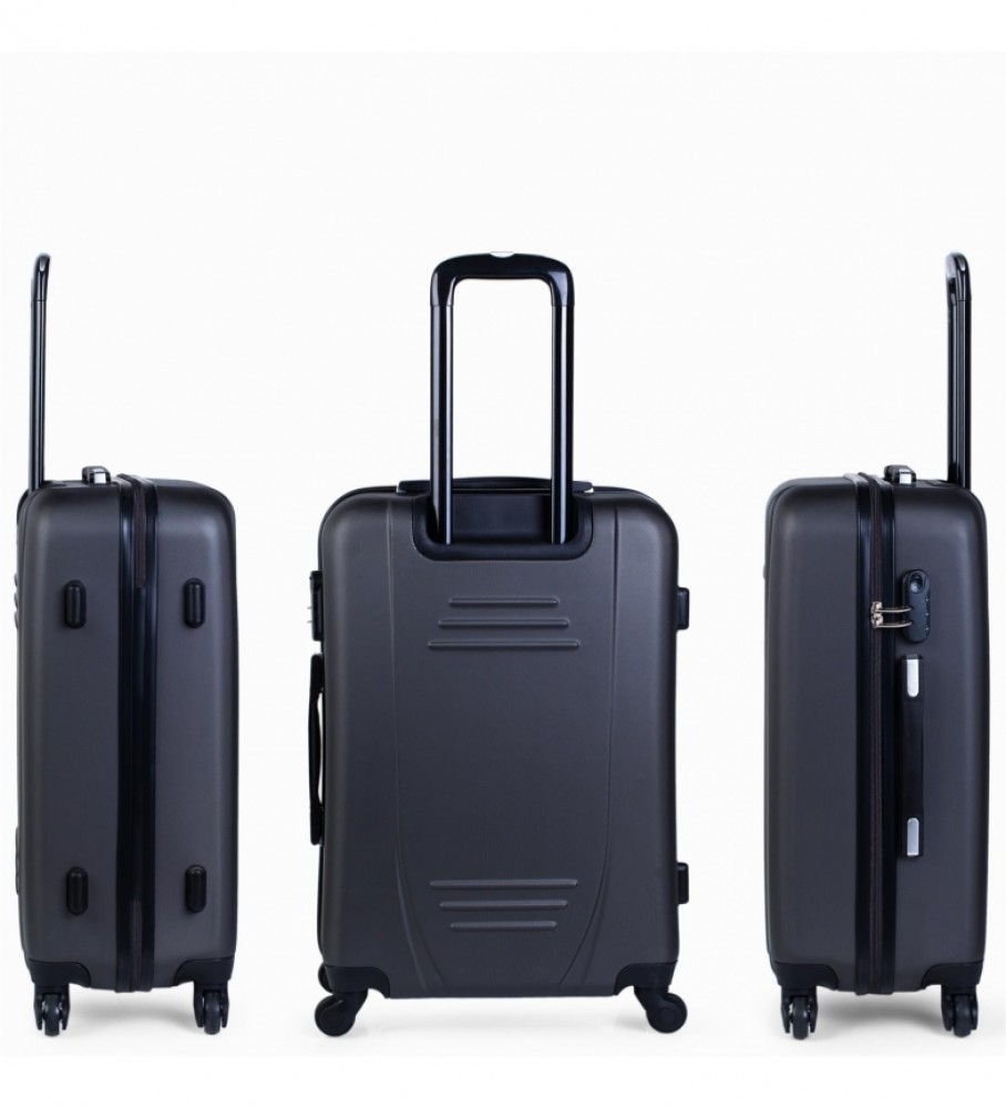 Conjunto de malas rígidas de viagem ITACA com 4 rodas, modelo 71100, pretas - 55x65x75cm -