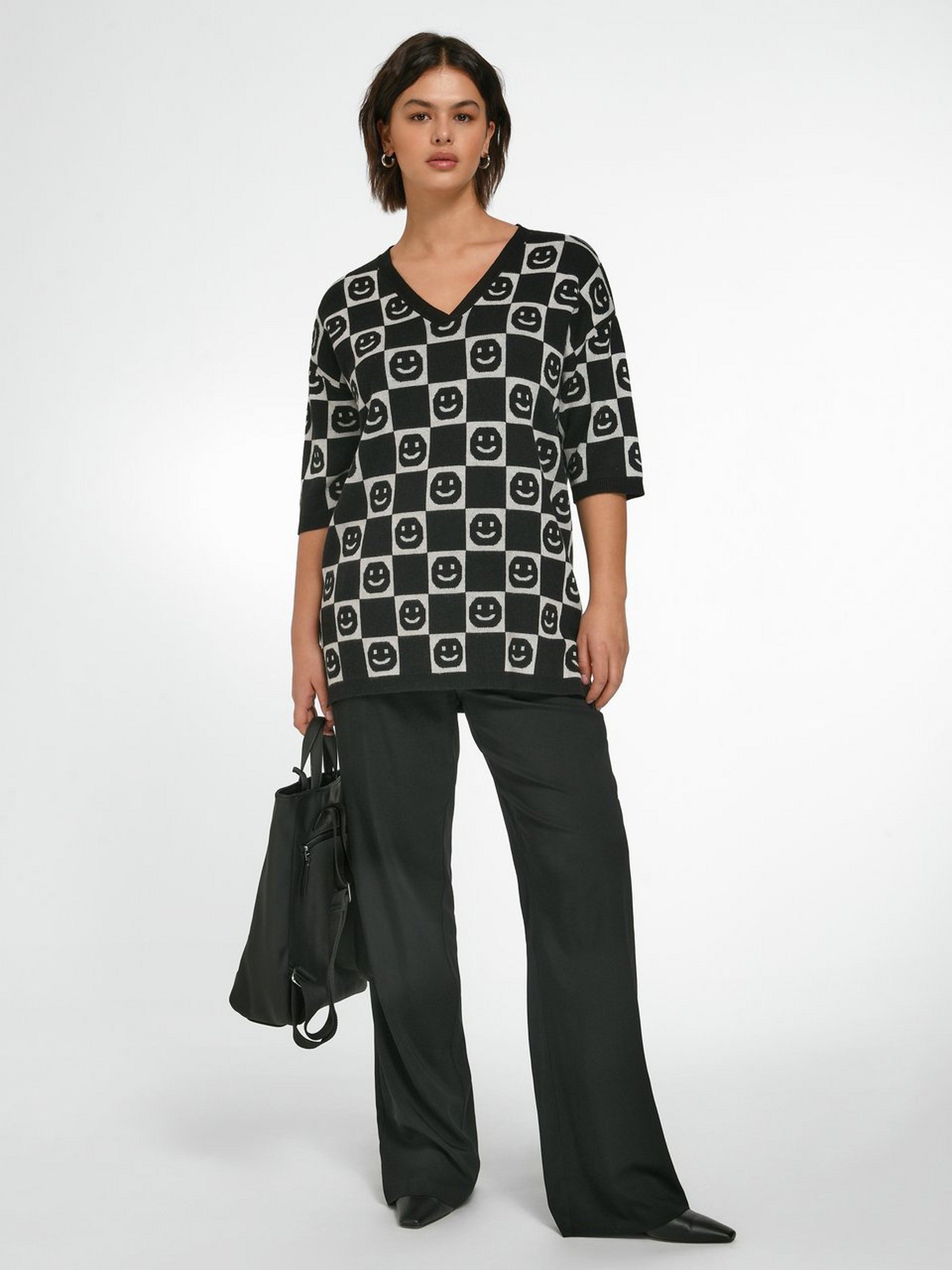 V-Pullover mit langem 1/2-Arm