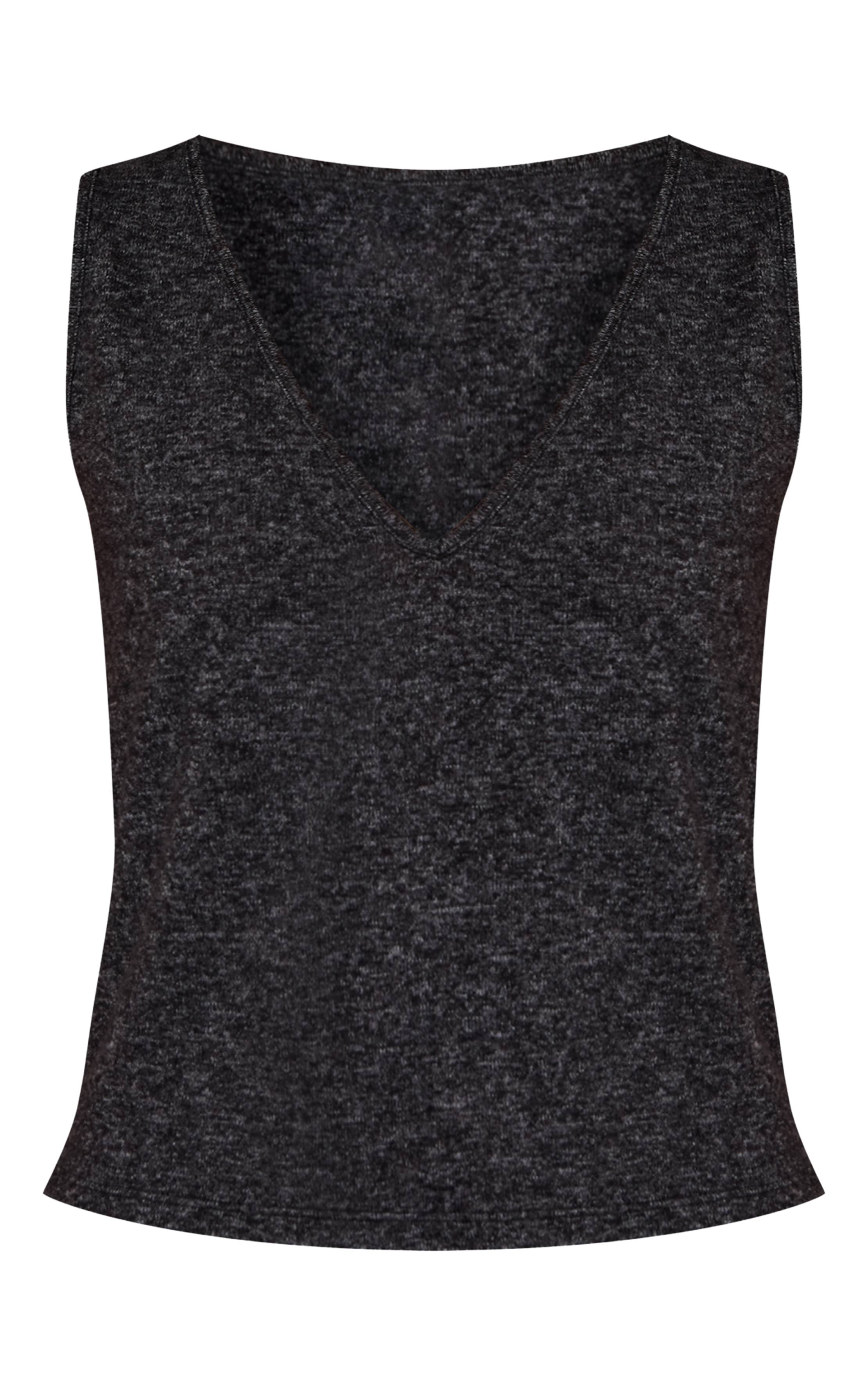 Charcoal Grey Débardeur Gilet Ample En Maille Douce À Col En V