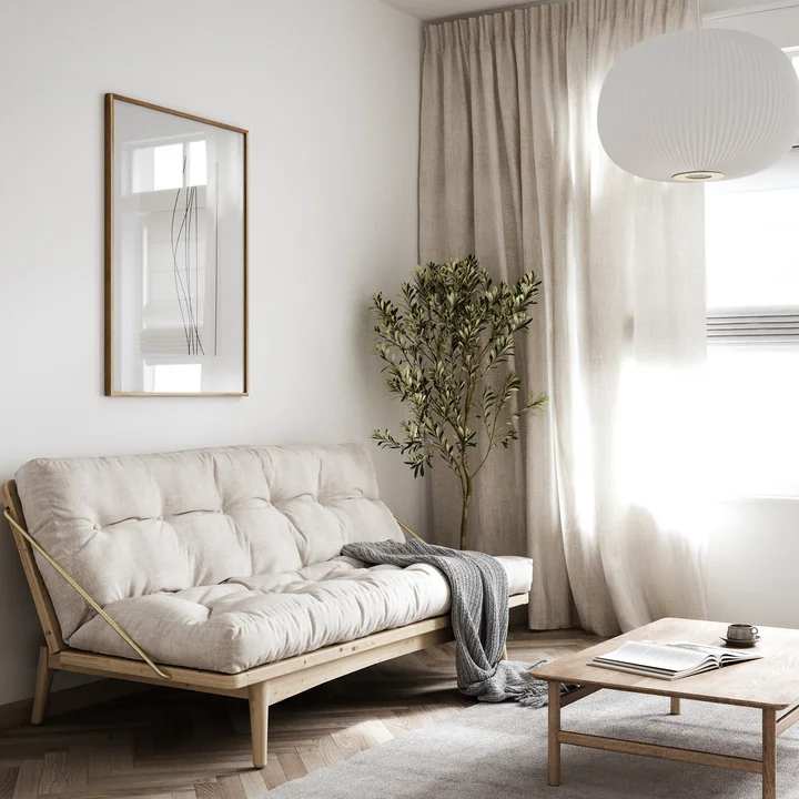 Karup Design - Folk Schlafsofa, Kiefer klar lackiert / beige (747)