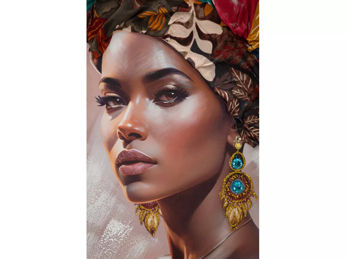 Peinture femme multicolore sur toile avec cadre 92x4,5x122 cm