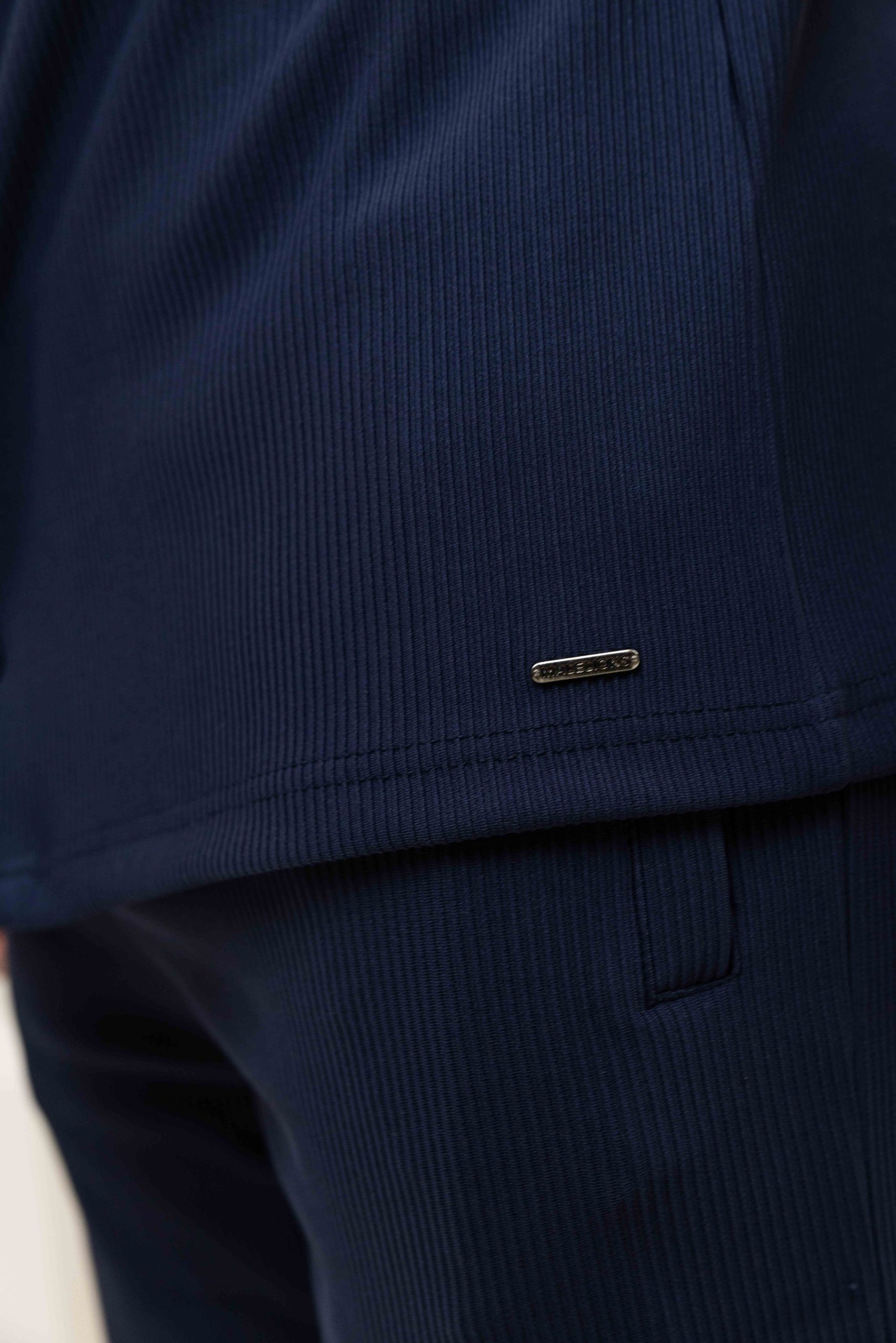 Malelions Ribbed Camp Collar Zomerset Heren Donkerblauw