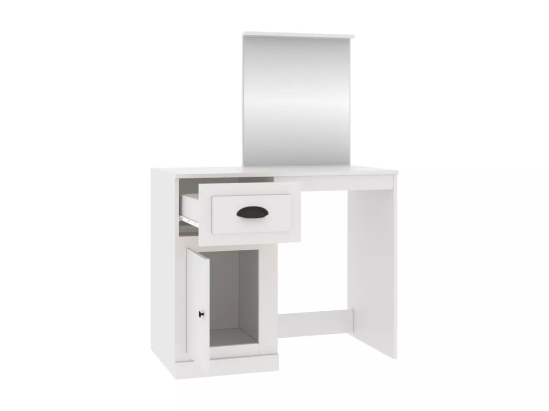 Coiffeuse avec miroir blanc 90x50x132,5 cm bois d'ingénierie