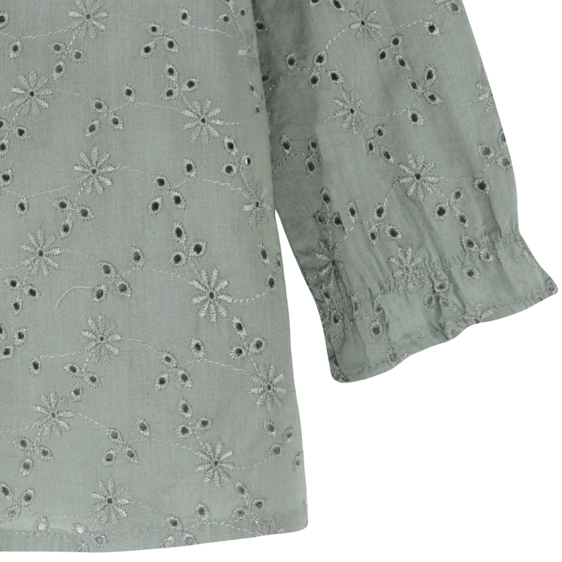 Topolino Mädchen Bluse mit Lochstickerei oliv