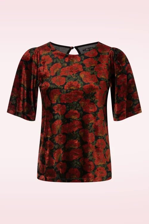 King Louie Lizzy Bloom fluwelen top in zwart