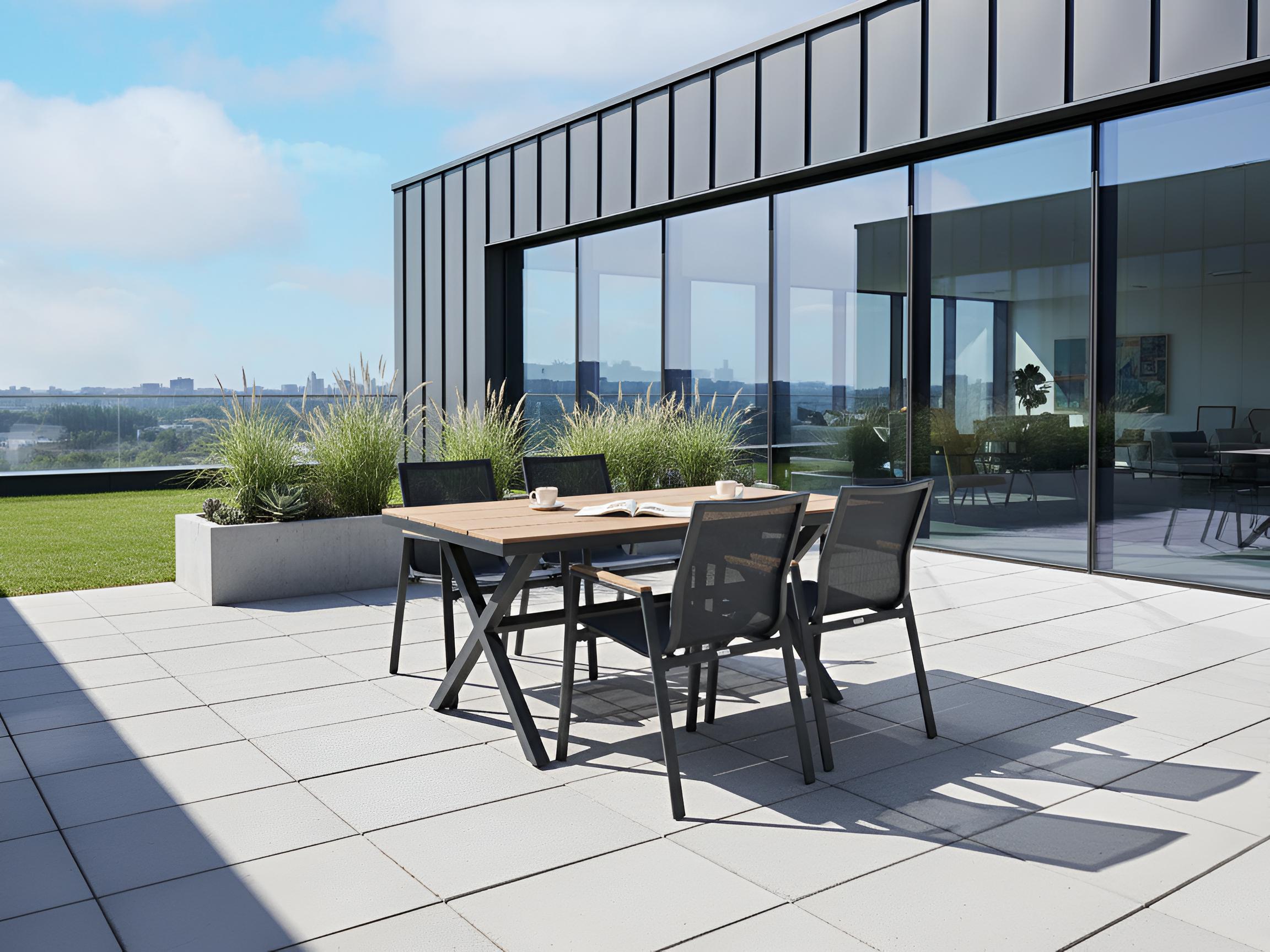 Set van 4 tuinstoelen TIANO Metaal Zwart