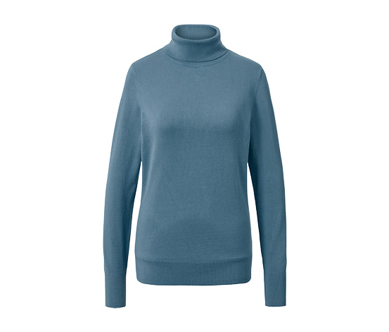 Feinstrick-Rollkragenpullover, rauchblau