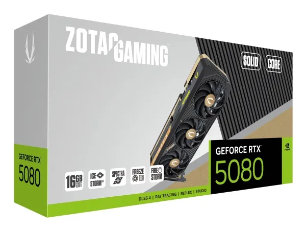 ZOTAC GAMING GeForce RTX 5080 SOLID CORE - Grafikkort - GeForce RTX 5080 - 16 GB GDDR7 - PCIe 5.0 x16 - 3 x DisplayPort, HDMI