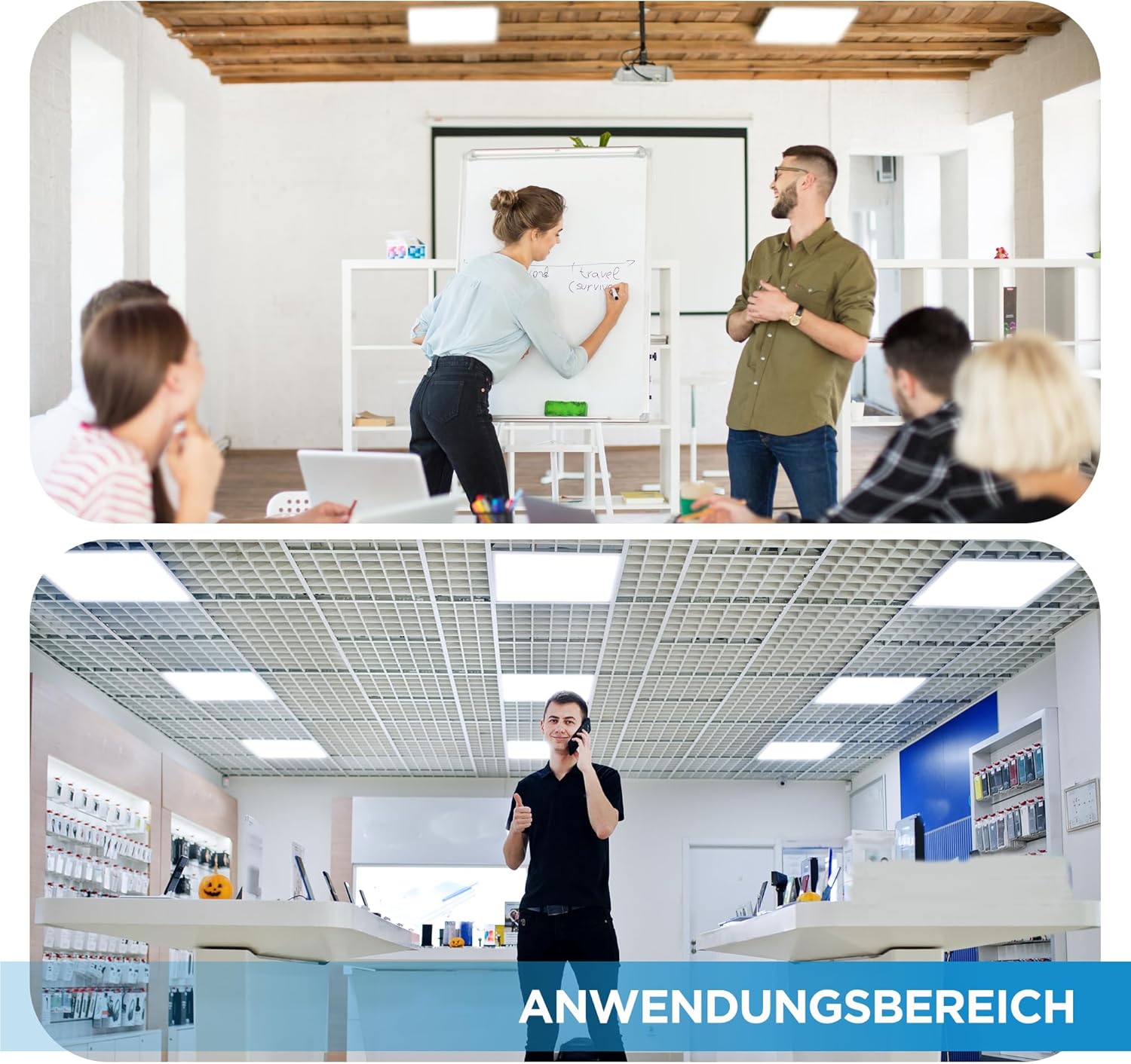 LED Panel 62x62-6er Pack LED Deckenpanel Tageslicht 6500K 4000lm Deckenleuchte Rasterdecke Einbauleuchte Deckenlampe Einbau Platten Rasterlampe (Kaltweiß)