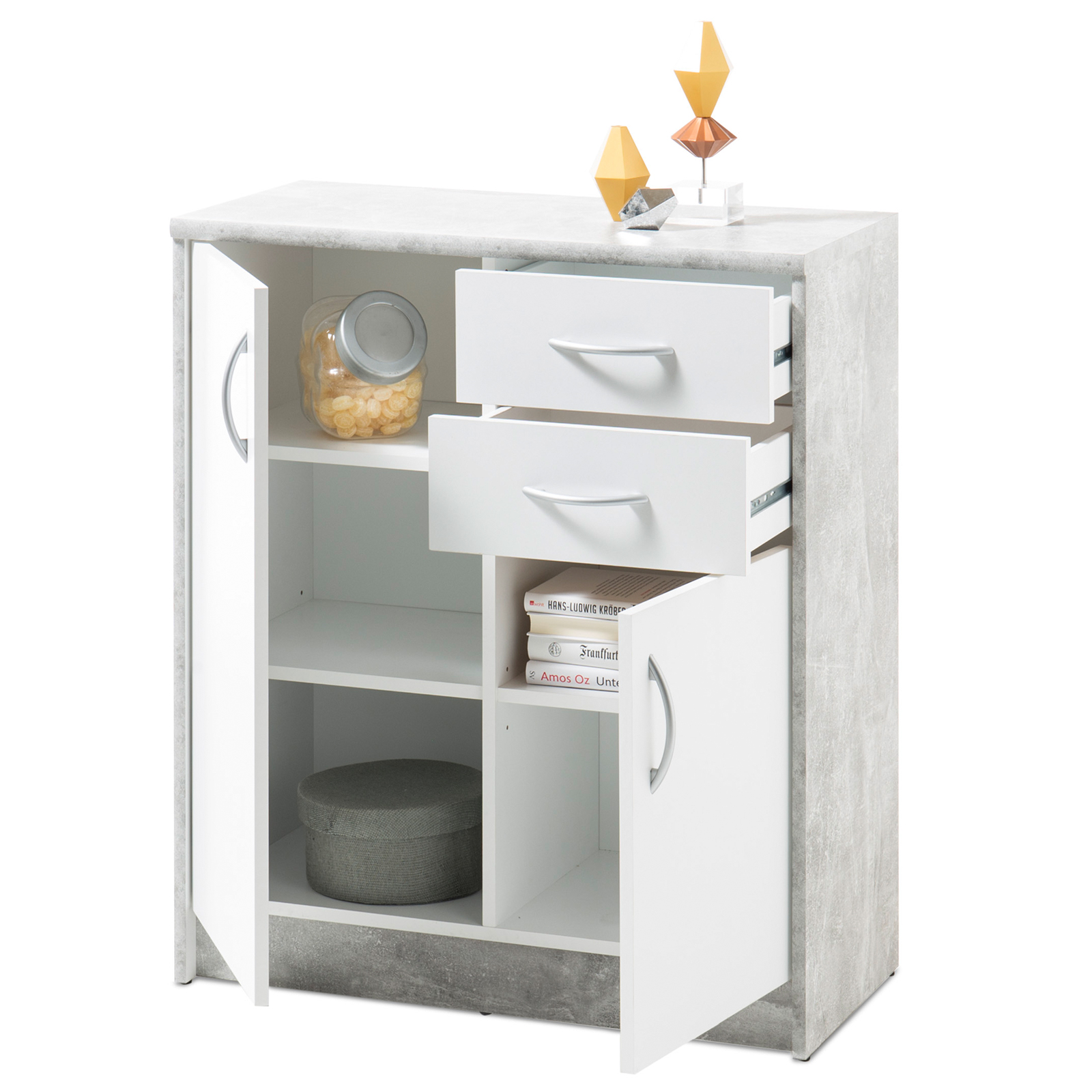 Kommode - Beton-weiß - 74 cm