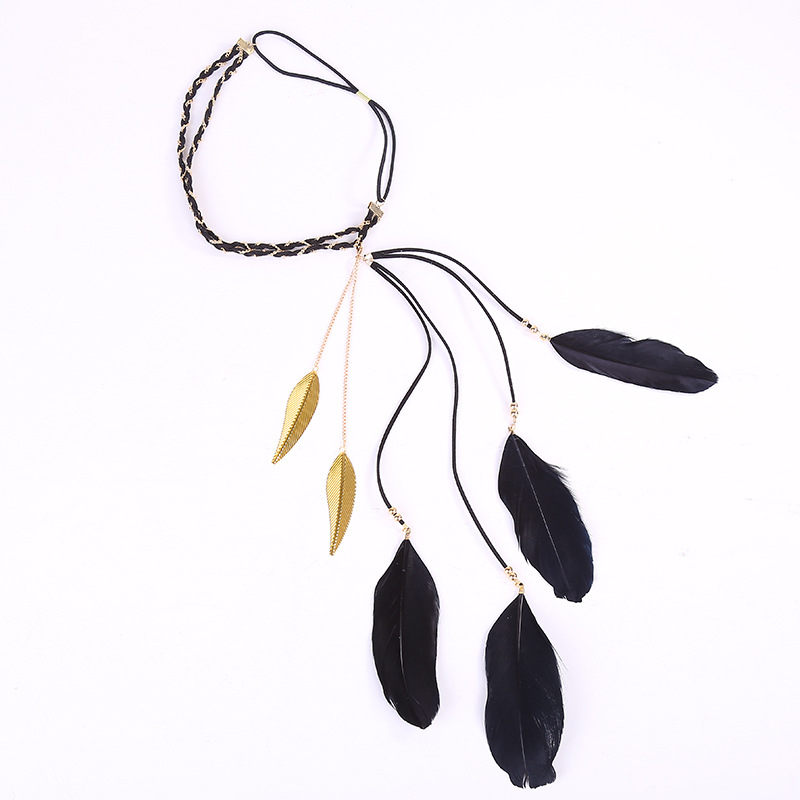 Feder Haarband Fasnachts Indianer Kostüm Zubehör Motto Party Accessoire Halloween Foto Requisite - Beige