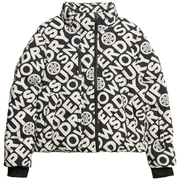 Veste de ski SUPERDRY BOXY PUFFER JACKET SUPERDRY MONOGRAM BLACK