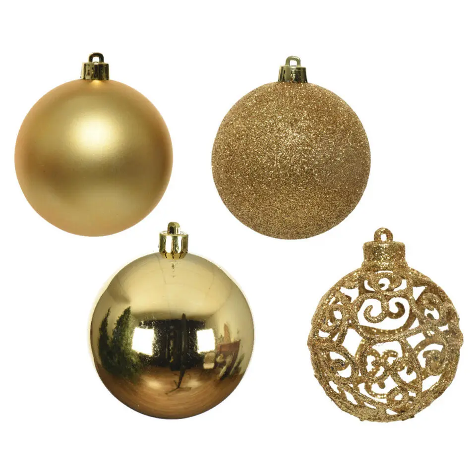 Decoris Kerstballen - 16x st - goud - D6 cm - kunststof