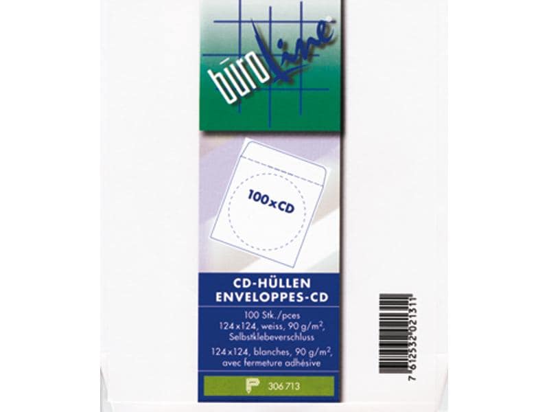 Büroline Hülle CD / DVD Weiss, 100 Stück CD/DVD-Couverts mit Fenster
