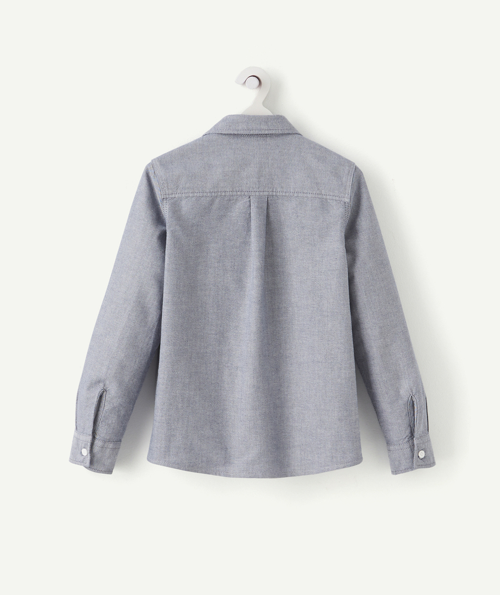 CHEMISE BLEUE EN COTON EFFET MOUCHETÉ GARÇON