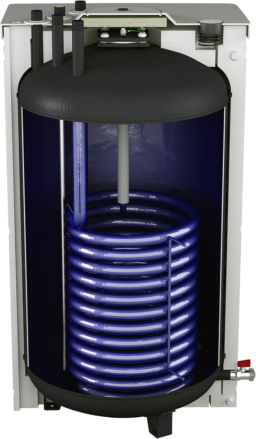 Warmwasserspeicher Unterstellspeicher Boiler mit 1 Wärmetauscher 120 Liter inkl. Magnesiumschutzanode, Ablasshahn, Zirkulation