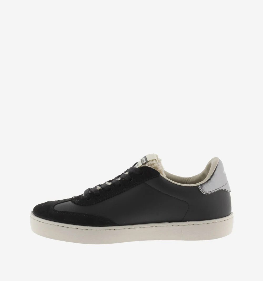 BERLÍN CYCLISTE EFFET CUIR & PEAU DE MOUTON Baskets pour femmes avec détails glitter NEGRO