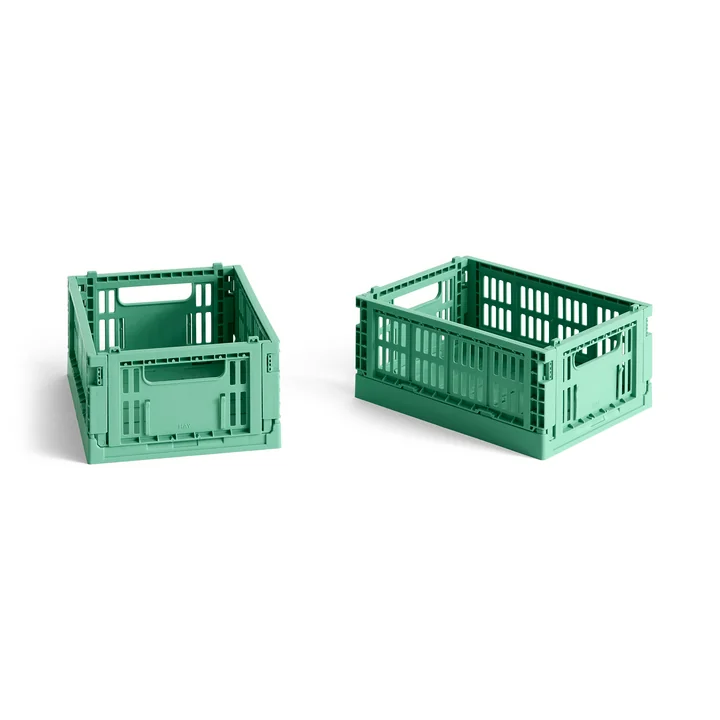 HAY - Colour Crate Korb Mini, 17 x 13 cm, dark mint, recycled (2er-Set)