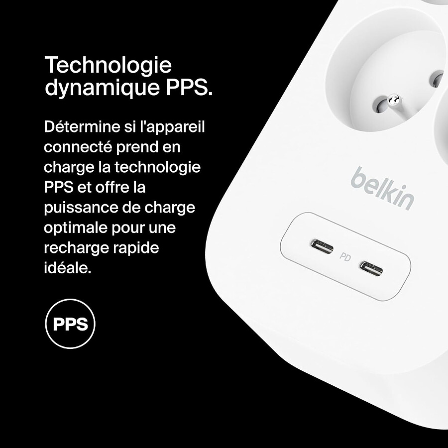 Belkin multiprise parafoudre - 8 prises secteur + 2 prises USB-C