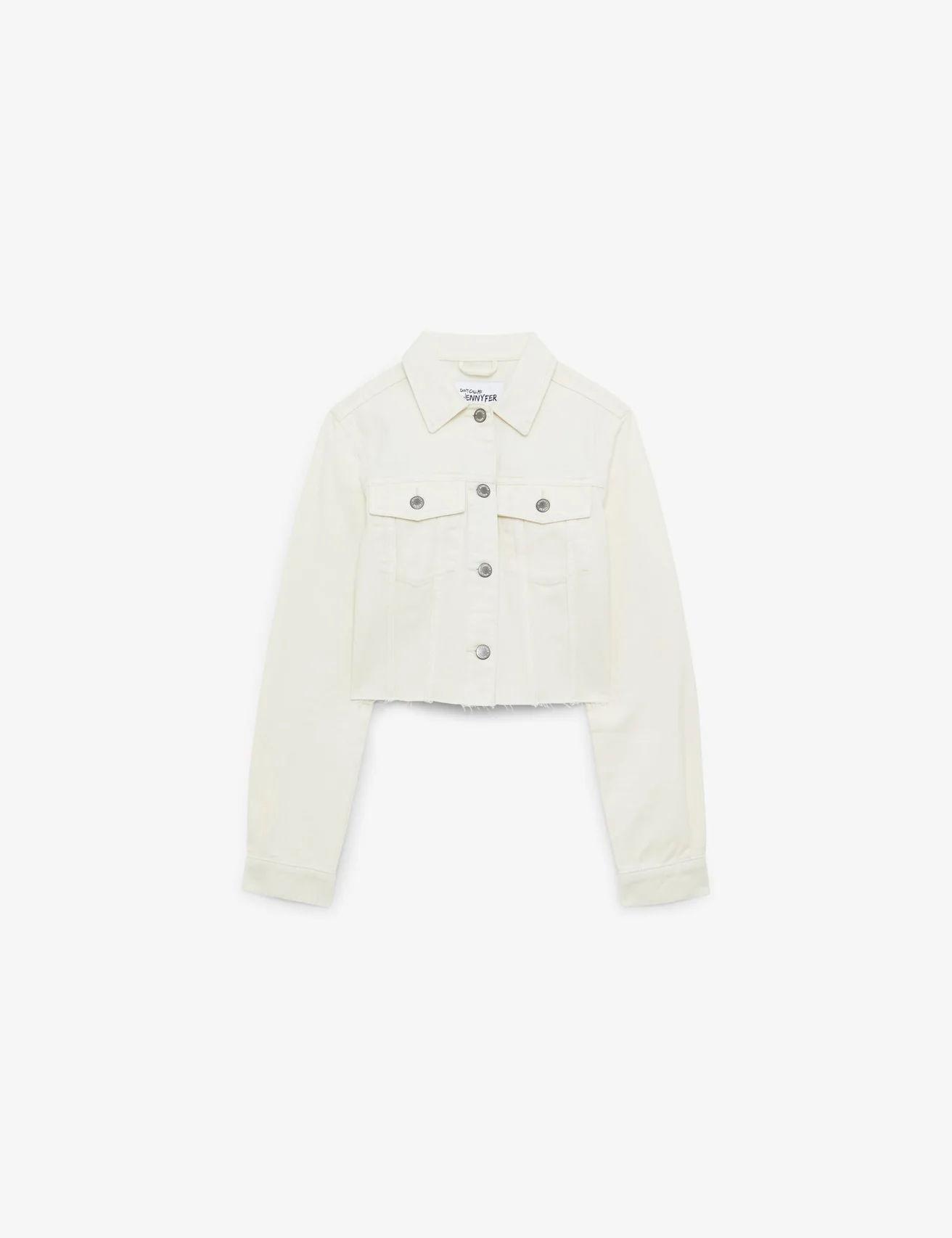 Veste courte en jean blanc cassé