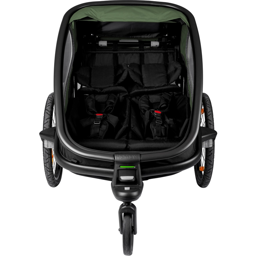 hamax Kinderfahrradanhänger Outback mit Rückenlehnenverstellung Green Black