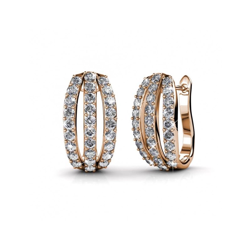 Boucles d'oreilles Elegant - Or Rosé et Cristal