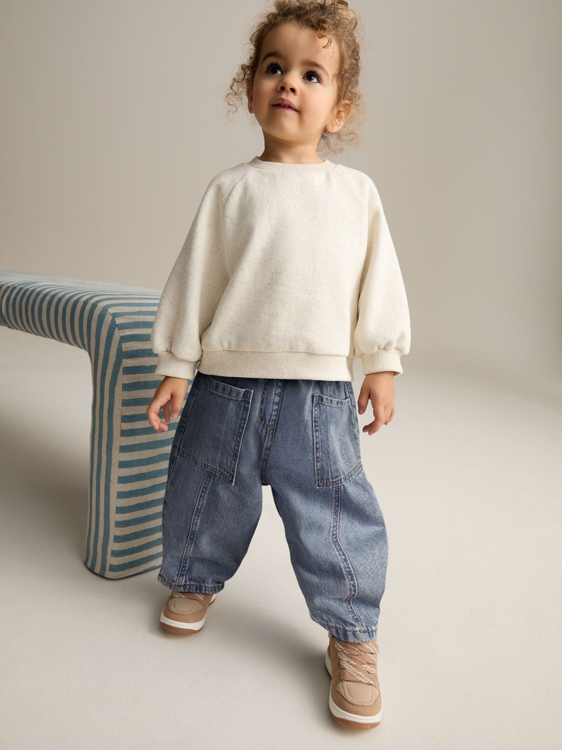 Middenblauw denim - Barrel 100% katoenen jeans (3mnd-7jr)