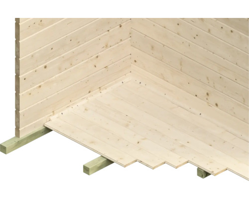 SKAN HOLZ Blokhut Lugano 2, dak geïsoleerd, voorbereid voor dakshingles, met natuurhouten vloer van 500 x 460 cm