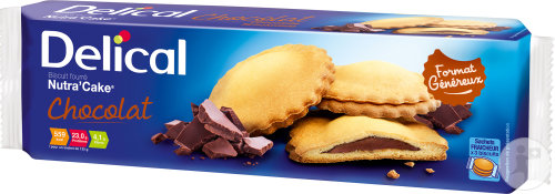 Delical Nutra'Cake Biscuit Fourré Chocolat Sachets Fraîcheur 3x3 Pièces