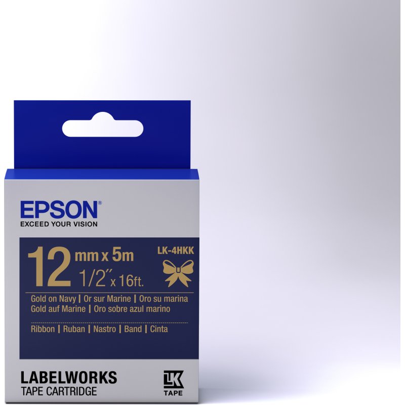 Epson Ruban satin pour étiqueteuse LK-4HKK Or/Marine 12 mm (5 m)