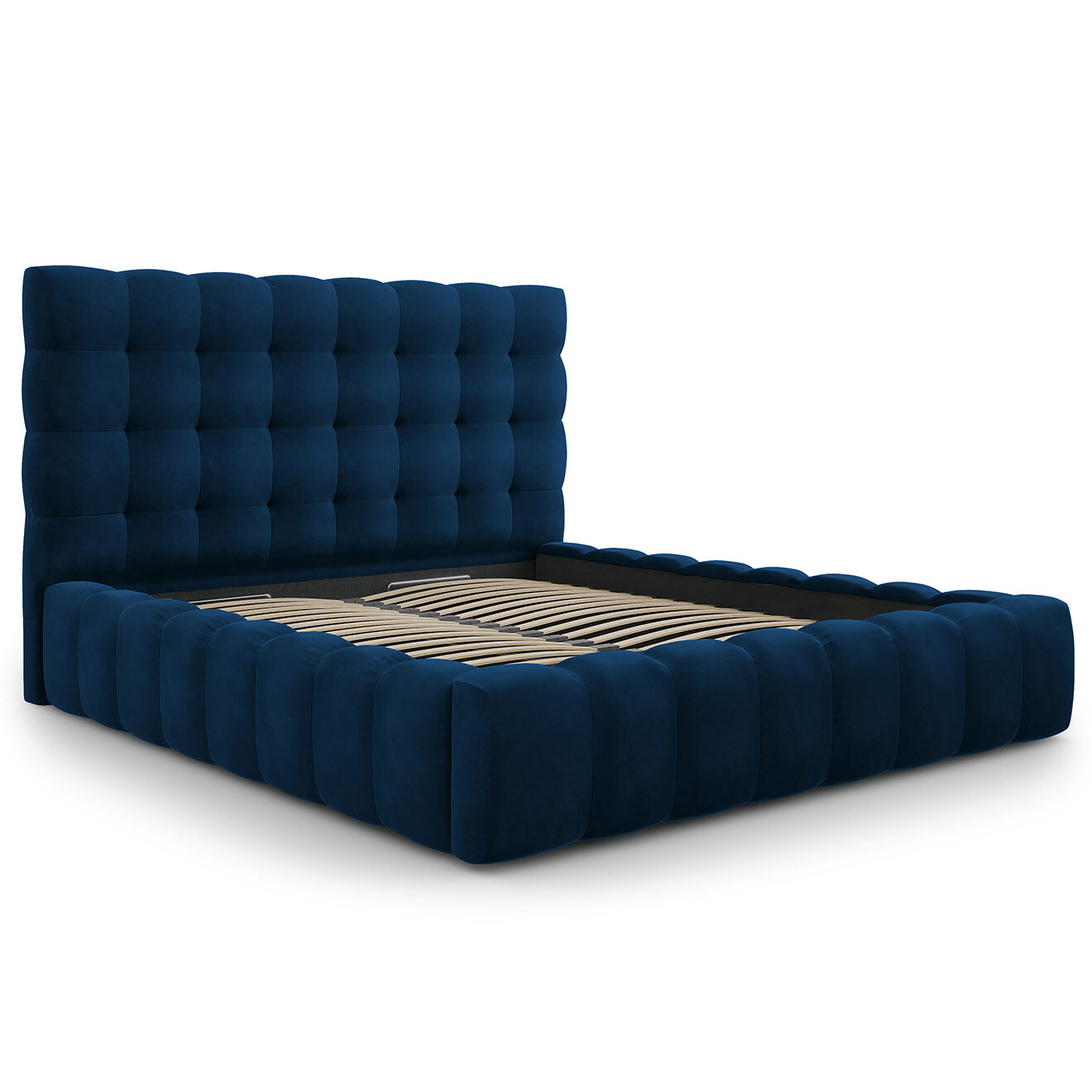 Cosmopolitan Design Lit avec coffre de rangement Bali Velours bleu roi - 180x200 cm