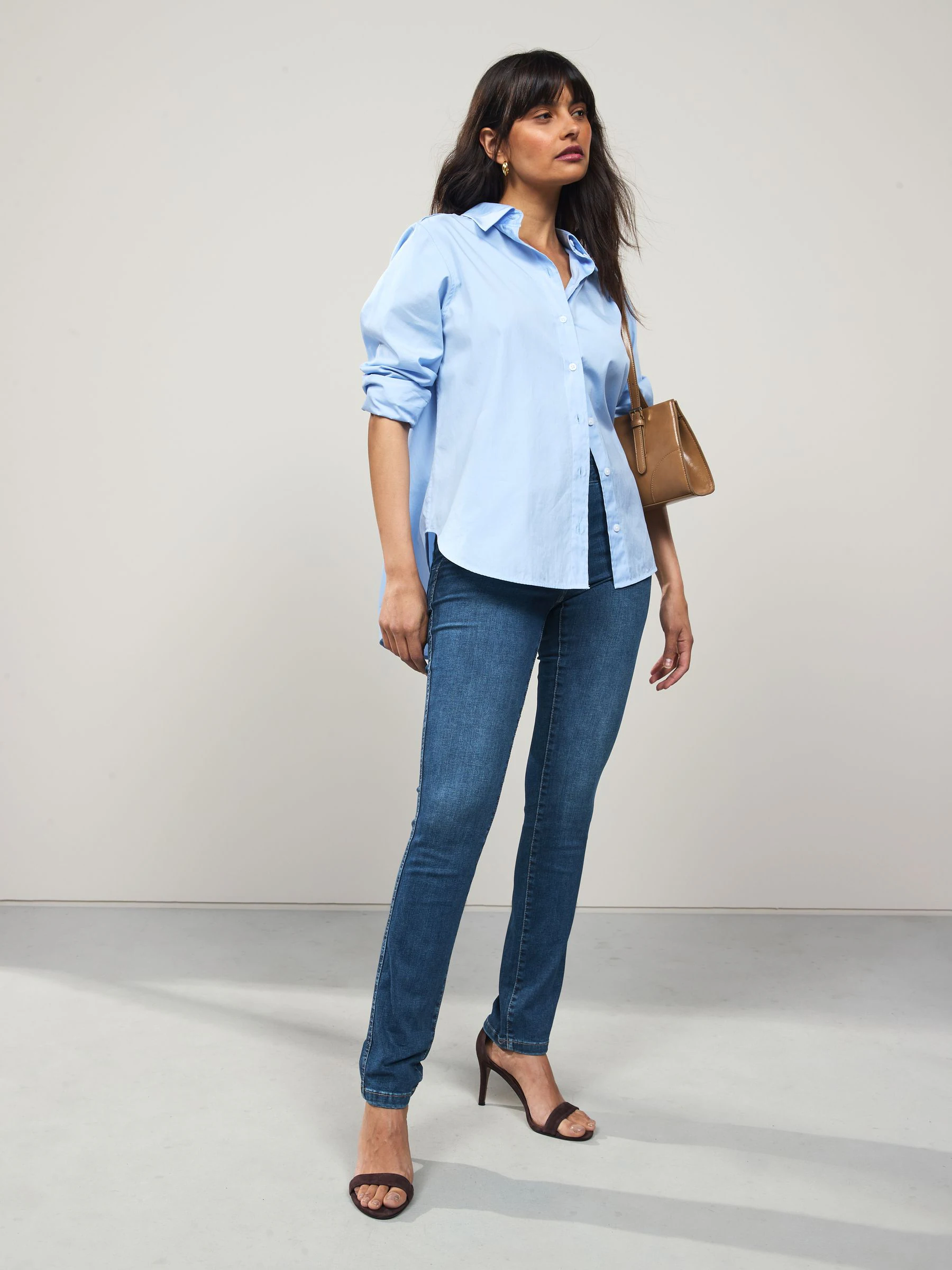 Middenblauw denim - Figuurvormende slim jeans