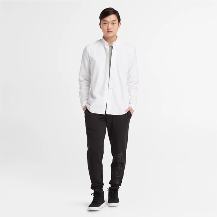Chemise oxford à manches longues pour homme en blanc