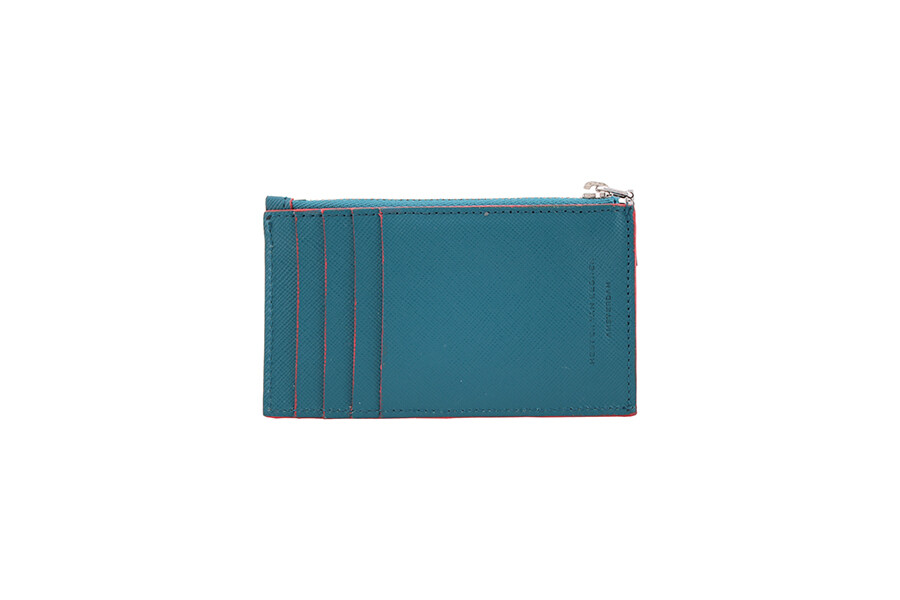 Stair Saffiano zip cardholder petrol