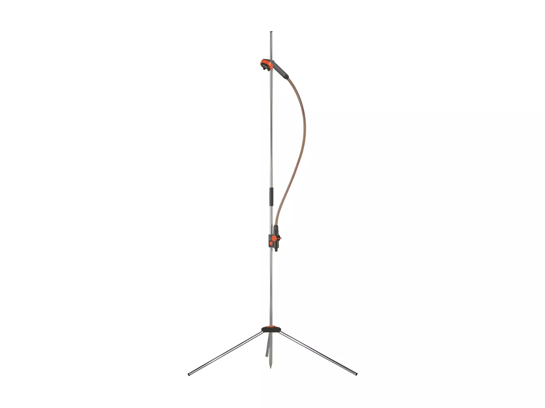 Douche de jardin Trio Gardena 220 cm avec deux types de jets, tête amovible, hauteur réglable et base trépied