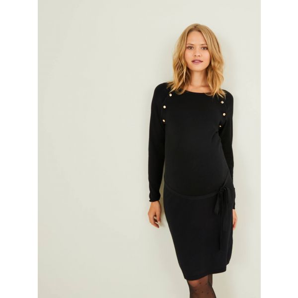 Vertbaudet Vestido de Malha Especial Gravidez e Amamentação Preto 38/40