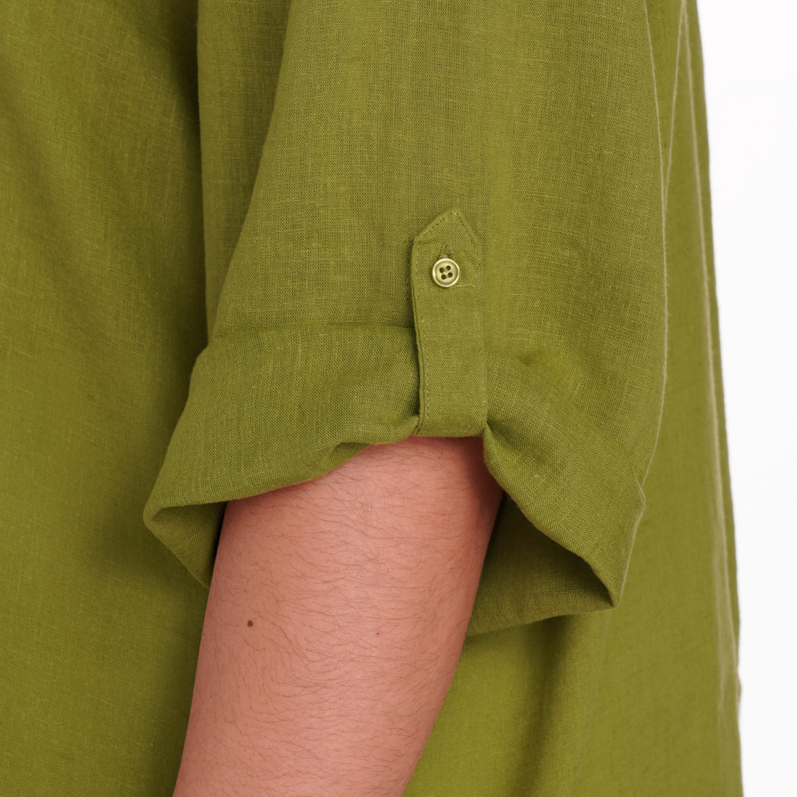 Gina Benotti Damen Leinen-Longbluse mit V-Ausschnitt grün