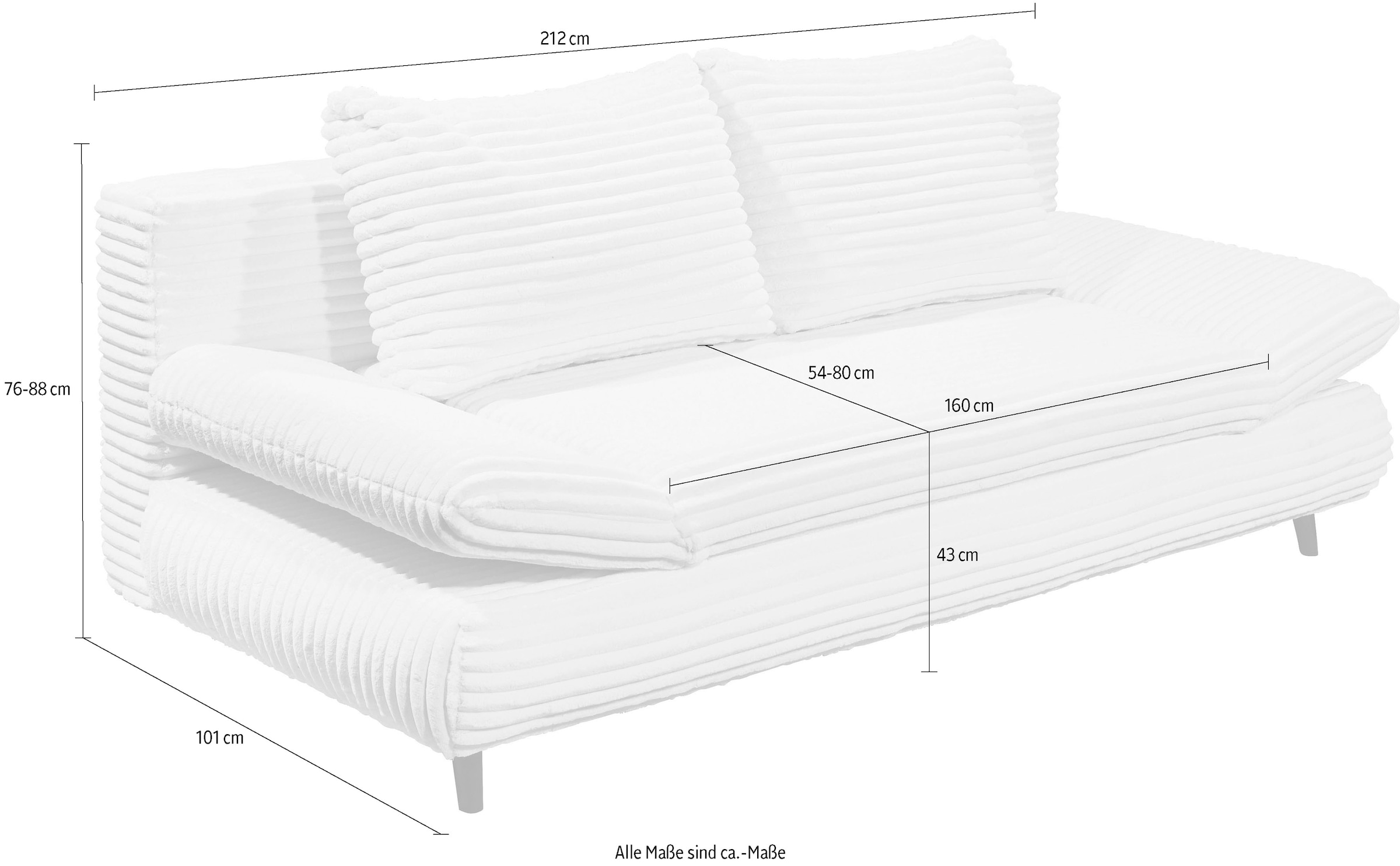 ED EXCITING DESIGN Schlafsofa »Sunny« mit Bettkasten, Armteilverstellung & 2 Rückenkissen