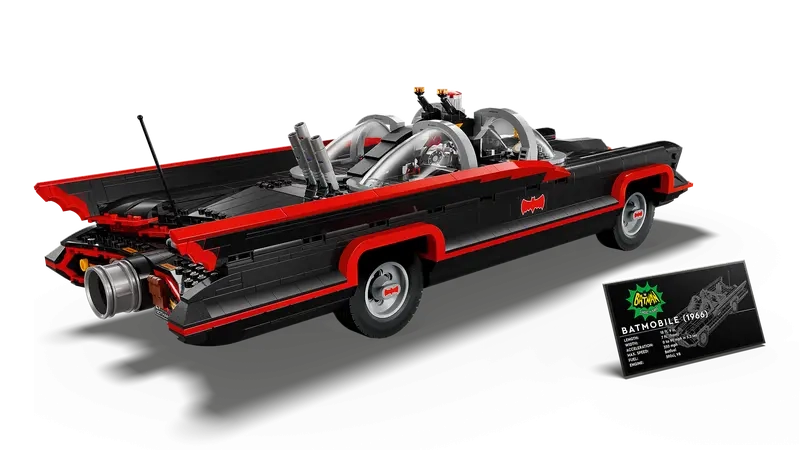 (1822-tlg. Set) Batman Klemmbausteine Spielzeug Fahrzeug Modell Bausatz (76328) Lizenziert - Batmobil aus der 60er-Jahre-Fernsehserie