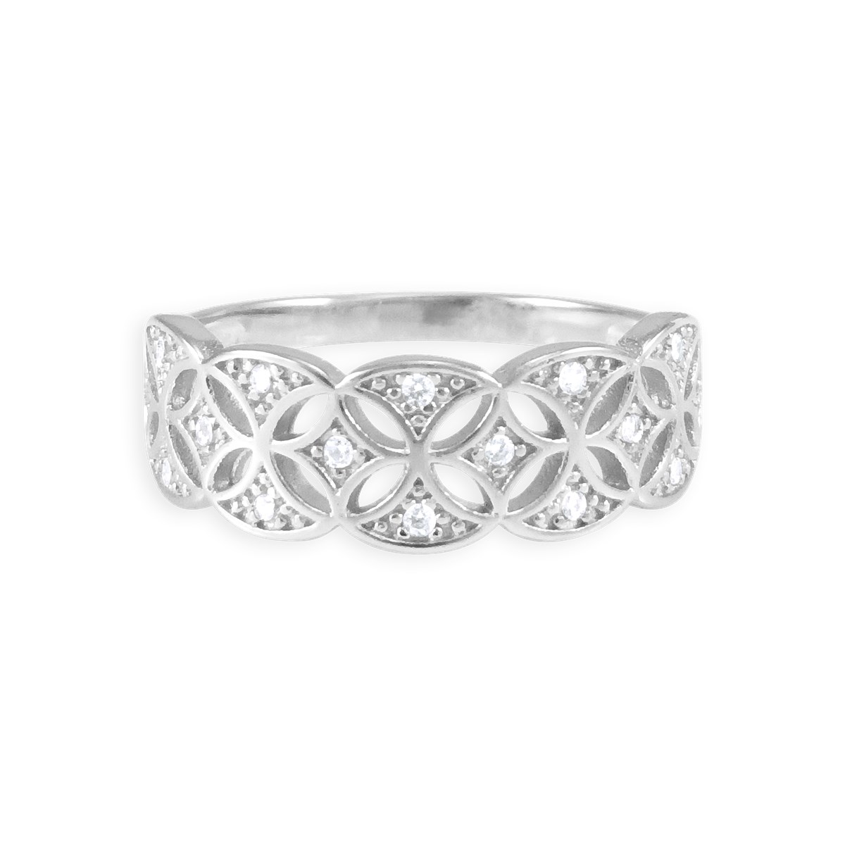 Bague en argent 925 rhodié avec oxydes de zirconium