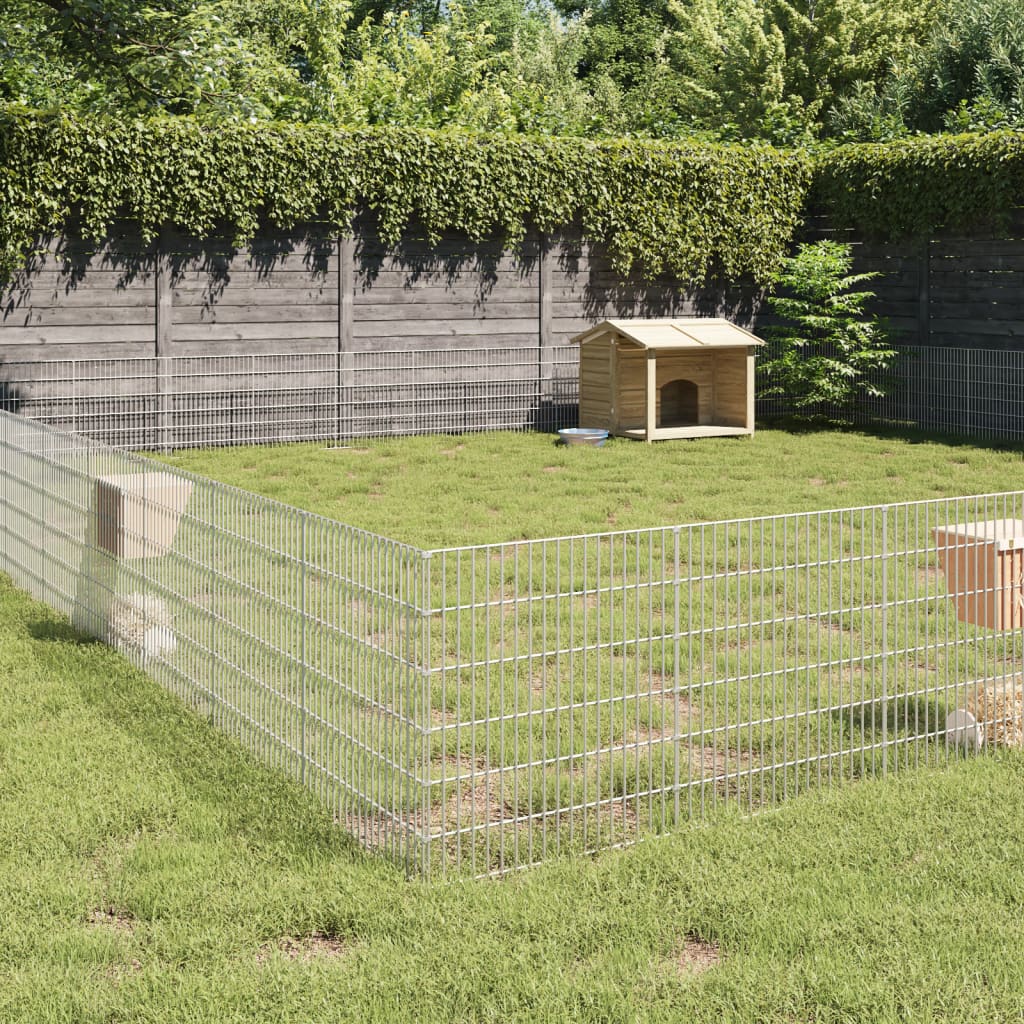 recinto para animais vidaXL com 48 painéis de ferro galvanizado, 54x100 cm