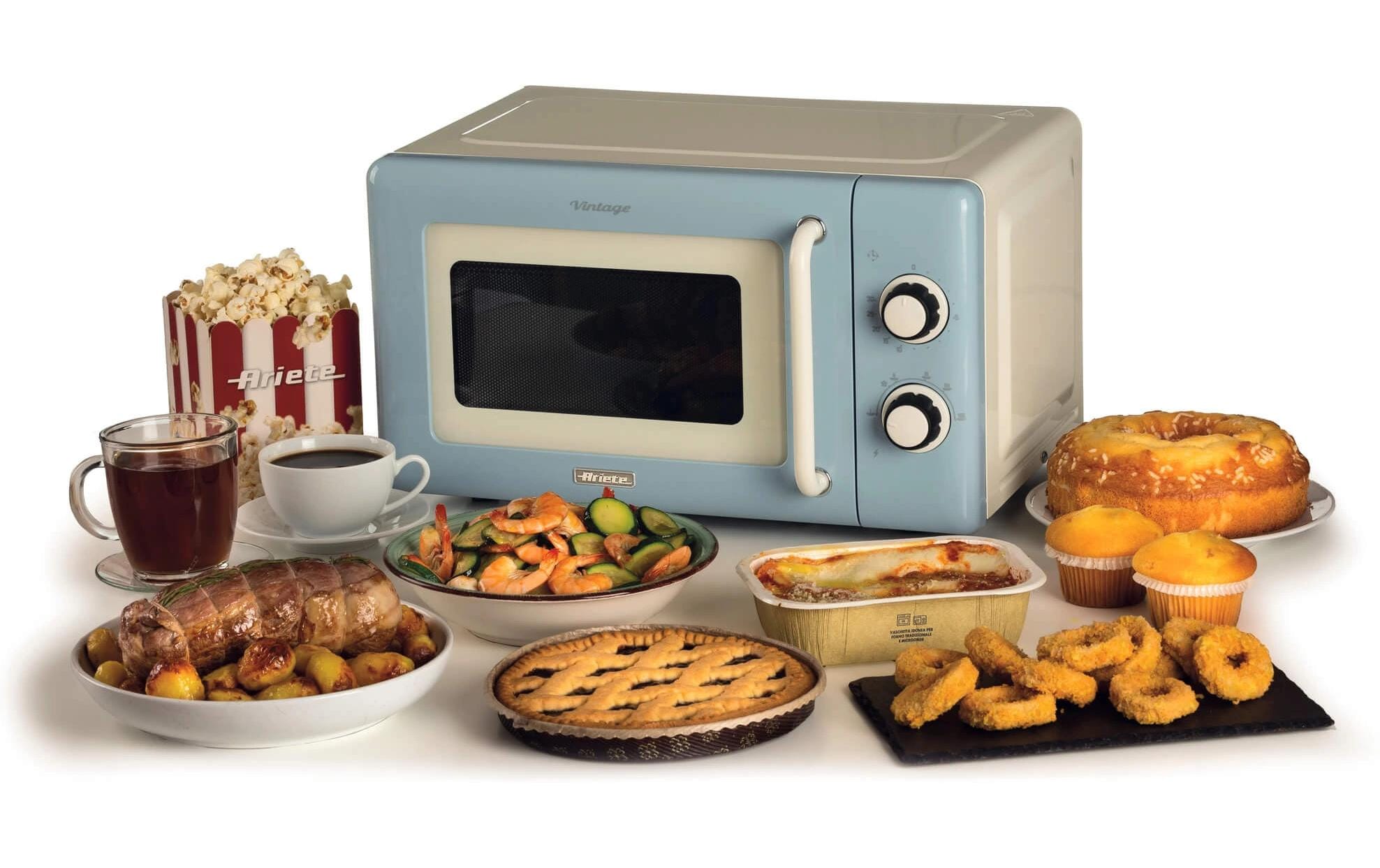 Mikrowelle Vintage Blau<br>Mikrowelle zum Kochen, Erhitzen und Auftauen